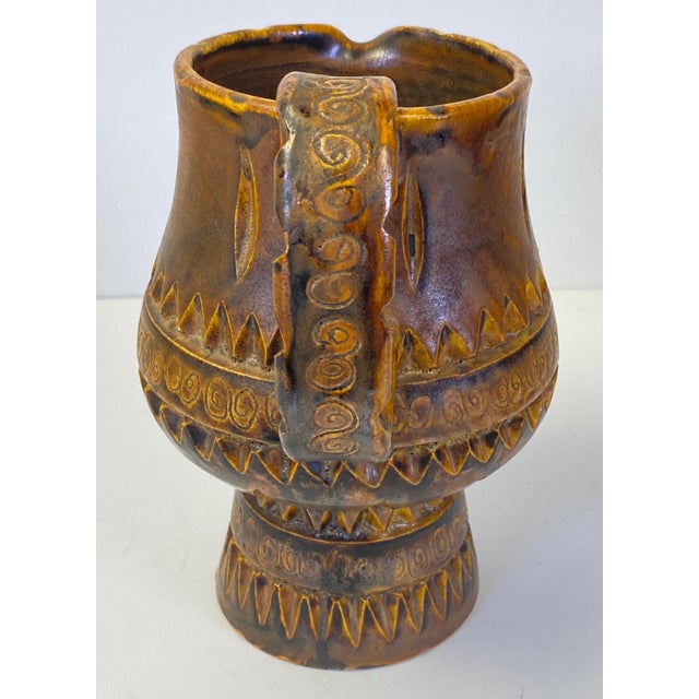 Ceramic Vintage Brutalist Studio Pottery Ceramic Drink Set, Pitcher, Ice Bucket, 6 Goblets - 8 pcs For Sale - Image 7 of 9
