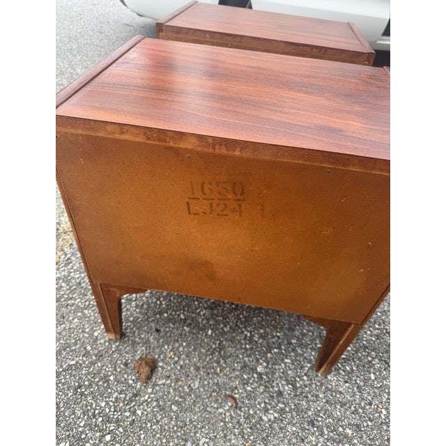 Pair of Mid 20th Century Modern Walnut Nightstands With Two Drawers For Sale - Image 10 of 12