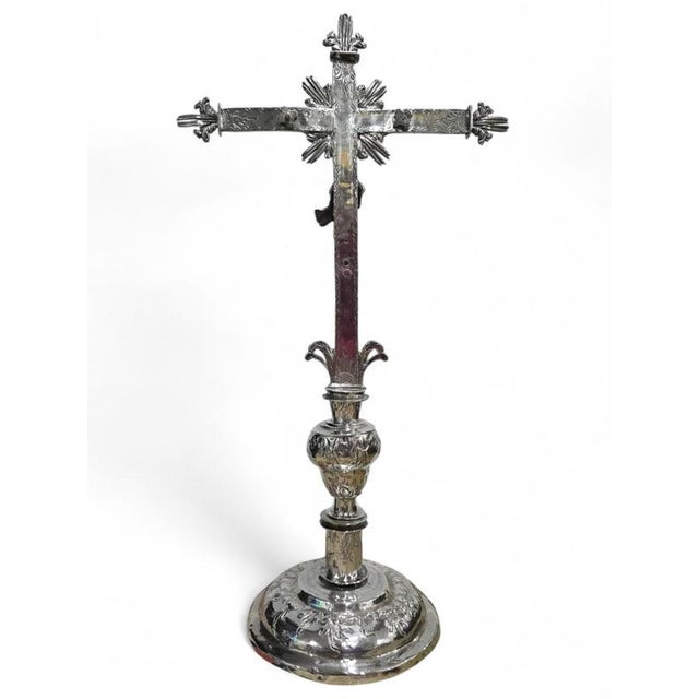 16th Century Spanish Silver Altar Cross, 1550s For Sale - Image 10 of 18