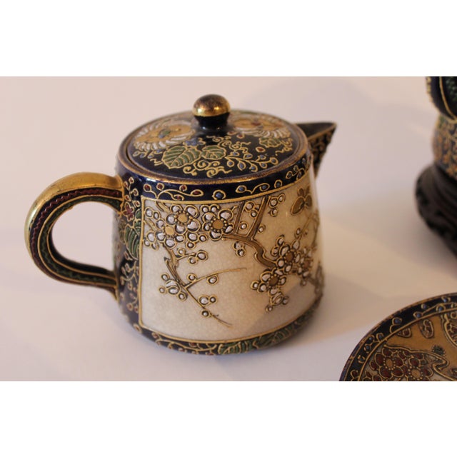 Early 20th Century Vintage Sozan Japanese Hand-Painted Tea Service- 7 Pieces For Sale - Image 5 of 7