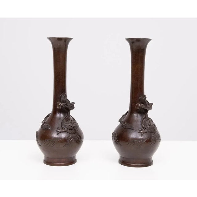 Meiji Bronze Dragon Vases, Japan, 1880s, Set of 2 For Sale - Image 11 of 11