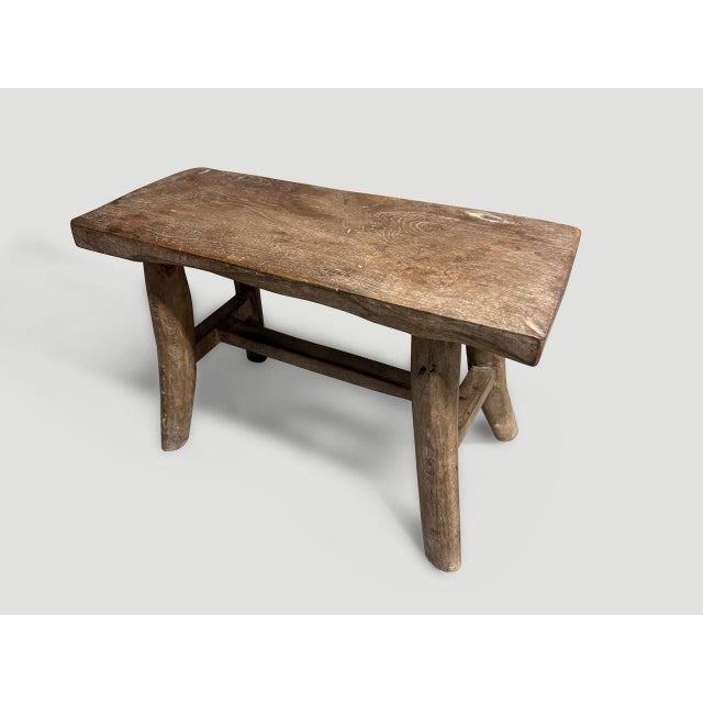 Contemporary Andrianna Shamaris Wabi Sabi Teak Wood Bench For Sale - Image 3 of 5
