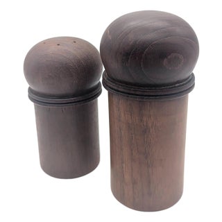 1970s Dansk Teak Wood Salt Shaker & Pepper Mill Designed by Gunnar Cyrén, a Pair For Sale