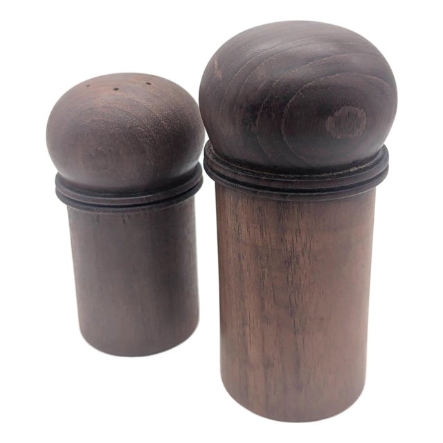 1970s Dansk Teak Wood Salt Shaker & Pepper Mill Designed by Gunnar Cyrén, a Pair For Sale