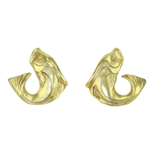 Gold Tone Fish Earrings, 1980's
