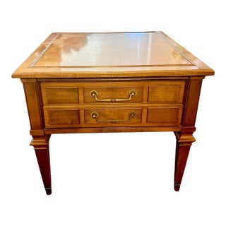 1960 Mid Century Modern Hekman Large Nightstand 2 Drawers End Side Table For Sale