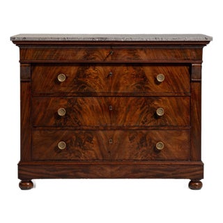 19th Century France Rich Mahogany Flame Mahogany Chest Of Drawers For Sale