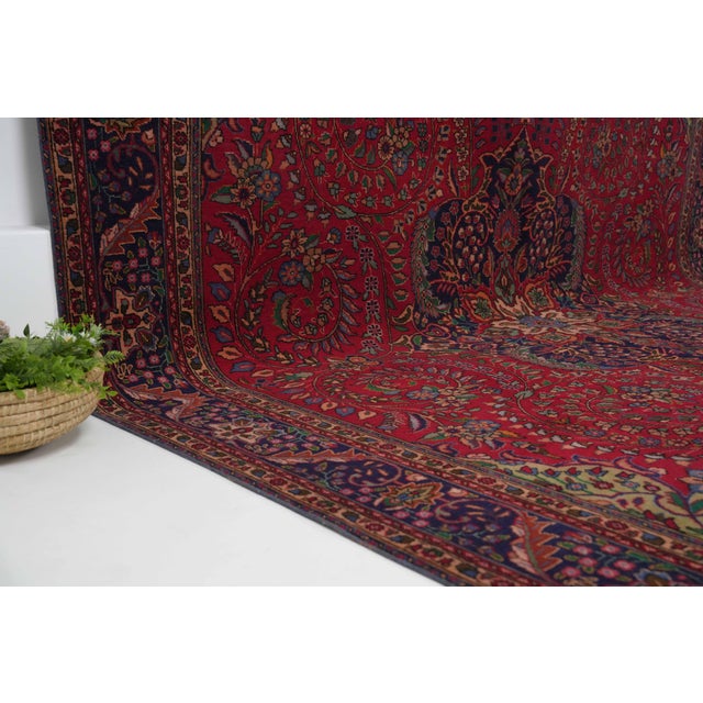 Red 1970s Vintage Persian Handmade Wool 10x13 Red Area Rug For Sale - Image 8 of 11