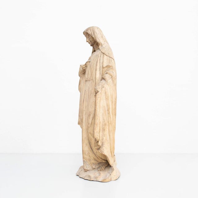 Large Traditional Plaster Virgin Sculptural Figure, 1930s For Sale - Image 4 of 17