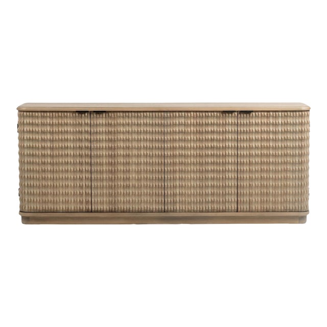 Rippled Elm Four-Door Sideboard For Sale