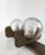 Beautiful vintage Kaiser wall or ceiling light featuring three glass globes with fused flecks mounted on a warm-toned...