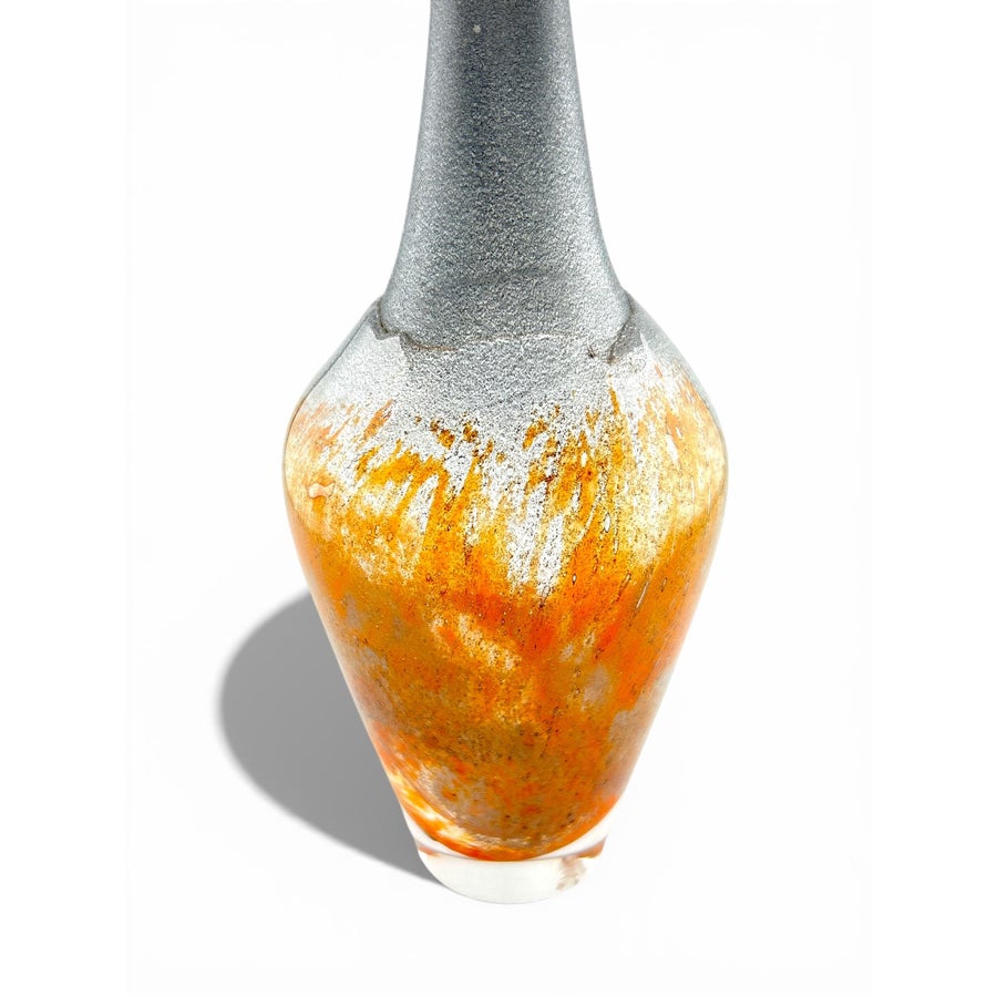 1970's Kosta Boda Monica Backstrom Signed Orange Art Glass Vase