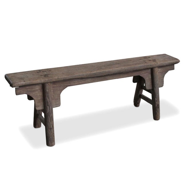 Antique Bench in Elm Wood For Sale - Image 4 of 4
