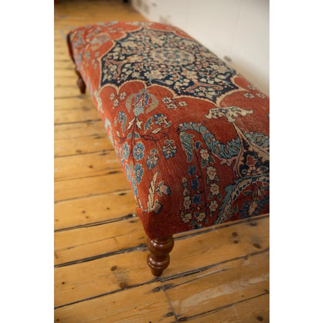 Red Reclaimed Antique Persian Rug Ottoman Coffee Table For Sale - Image 8 of 9