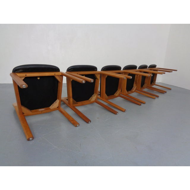 Danish Teak and Leather Chairs from Dyrlund, Denmark, 1970s, Set of 6 For Sale - Image 9 of 18