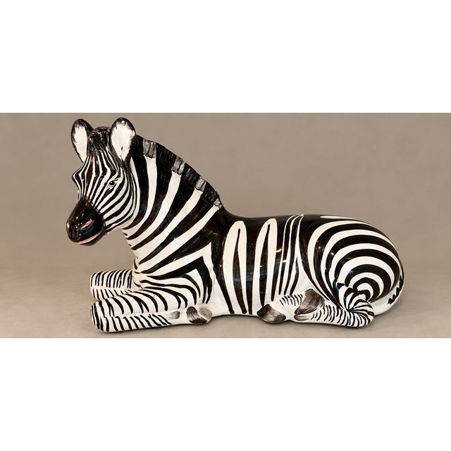 Offered is a stunning Italian porcelain zebra. I believe it was made in the 1970’s as you will see from the pictures he...
