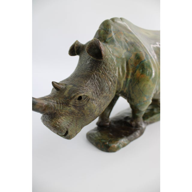 Original James Tandi Signed Verdite Shona Stone Rhinoceros Sculpture, Large For Sale - Image 14 of 14