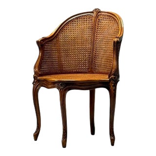 French Louis XV Style, Corner Berger Chair, Cane, Walnut, France, 1920s For Sale