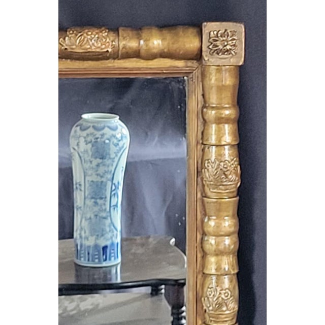 Antique 19th Century American Federal Gilded Wall Mirror Gold Wood Small Mirror For Sale - Image 11 of 12