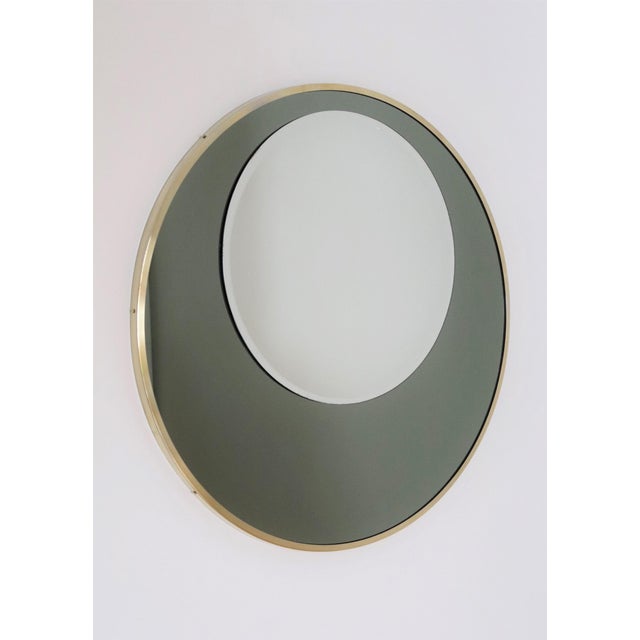Green Italian Double Glass Wall Mirror with Brass Frame, 1970s For Sale - Image 8 of 17