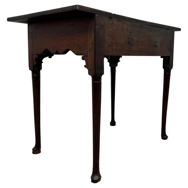18th Century Antique English Oak Side Table with Three Drawers For Sale - Image 9 of 12