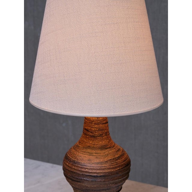 Textured Brown Earthenware Table Lamp from Kai Krebs, Tungelsta, Sweden, 1960s For Sale - Image 4 of 12