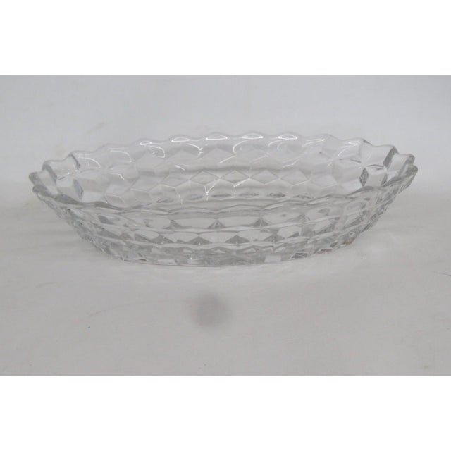 Glass Fostoria American Line Clear Glass Dish With Cube Pattern Serving Bowl 4829b For Sale - Image 7 of 14