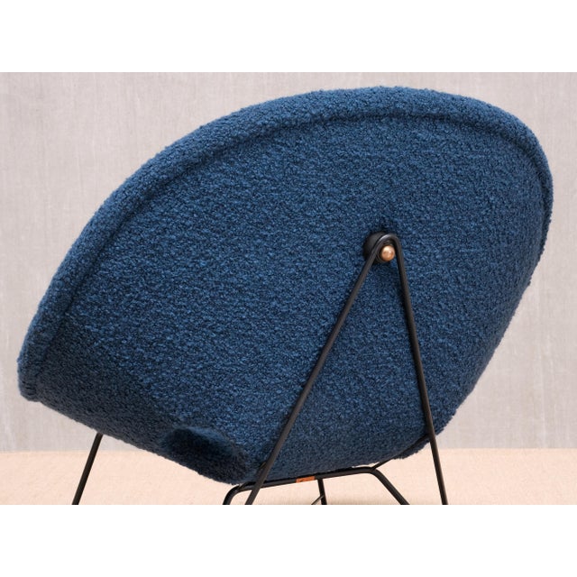 Kosmos Lounge Chair in Teal Pierre Frey Bouclé by Augusto Bozzi for Saporiti, 1950s For Sale - Image 13 of 16