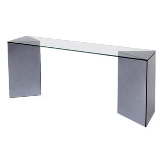 Console Table in Mirrored Glass by Guiseppe Raimondi for Cristal Art, Italy, 1970s For Sale