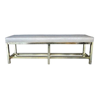 Brass and Leather Bench For Sale