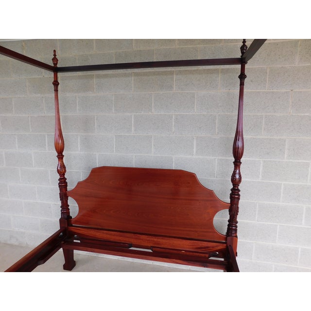 Vintage Mahogany Georgian Style Queen Size Draper Carved Tester Poster Bed Measurements Internal Mattress Area 61"W x 81"L...