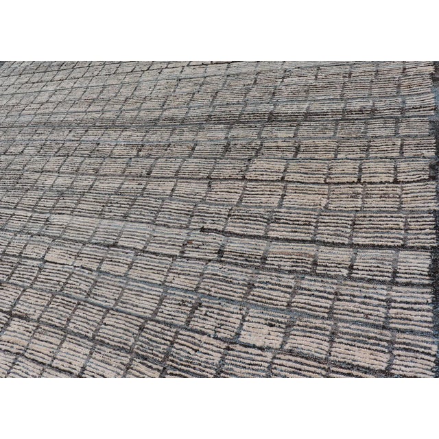 Modern Hand Knotted Rug by Keivan Woven Arts, Steel Blue & White, 9'5" X 11'0 For Sale - Image 10 of 12