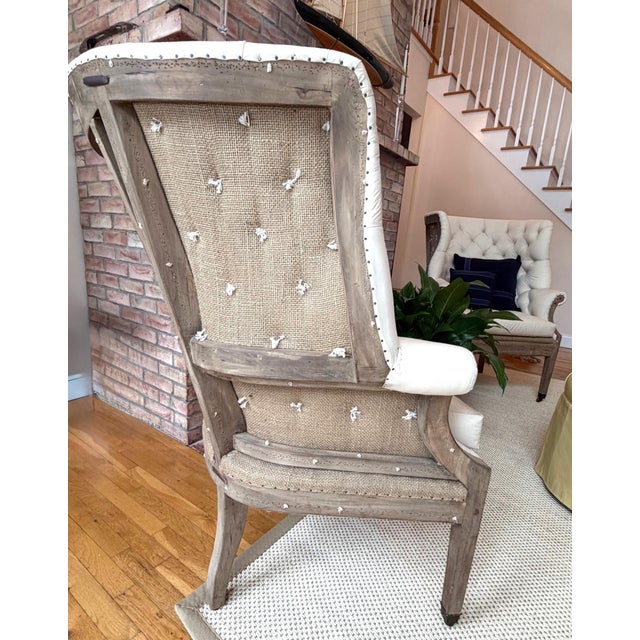 A Pair of Tufted Wingback Chairs in Ivory by Restoration Hardware Attributed to Ralph Lauren Heppelwhite Chairs For Sale - Image 18 of 18