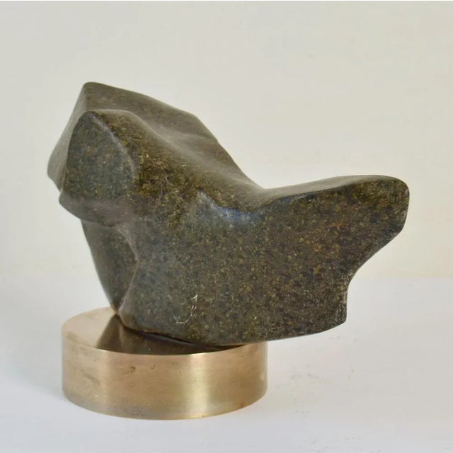 1960s Sculpture Moss Green Marble on Bronze Plinth by Alice Ward, 1960s For Sale - Image 5 of 9
