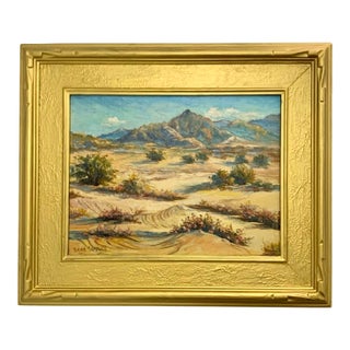 Late 20th Century Painting California Desert Scene Oil on Board Signed Art Miriam Sandberg Art For Sale