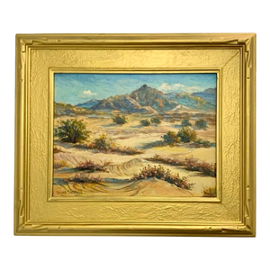 Late 20th Century Painting California Desert Scene Oil on Board Signed Art Miriam Sandberg Art