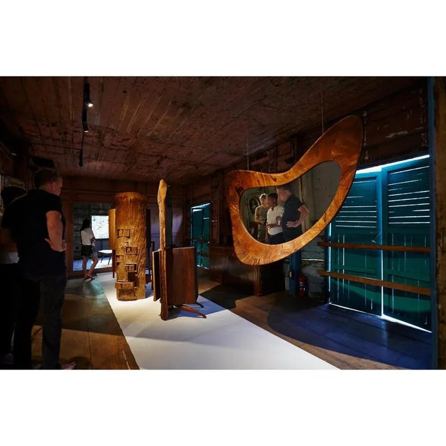 Handmade Walnut Portal Mirror by Maxime Goléo For Sale - Image 6 of 8