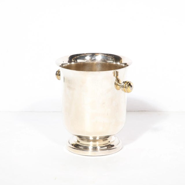 Art Deco Art Deco Machine Age Silver Plate Ice Bucket With Milled Handles For Sale - Image 3 of 10