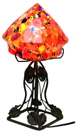 Art Nouveau Lamp in Wrought Iron with Glass Shade Scailmont, 1930s