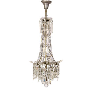 Early 20th Century Cut Crystal Spear Empire Chandelier For Sale