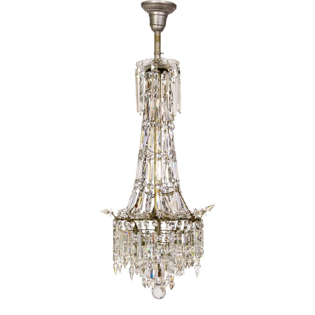 Early 20th Century Cut Crystal Spear Empire Chandelier For Sale