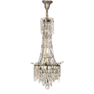 Early 20th Century Cut Crystal Spear Empire Chandelier
