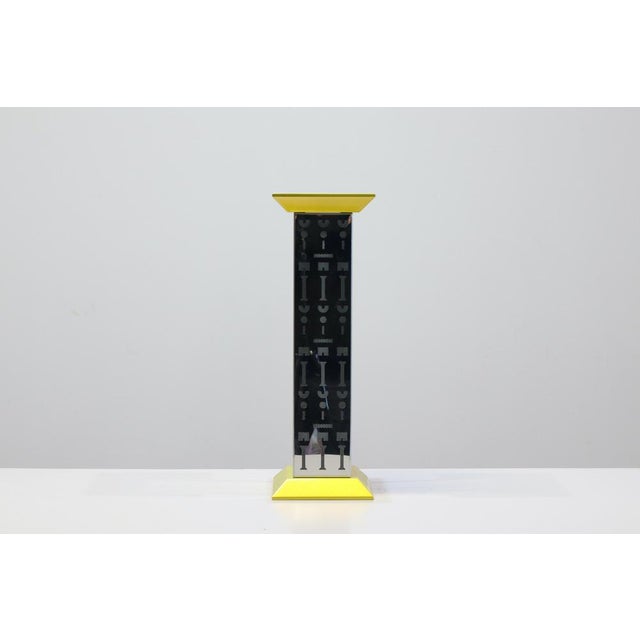 Lamp from the Ollo Collection Lacquered wood, stainless steel, frosted glass. Alchimia Edition, ca. 1988. I have official...