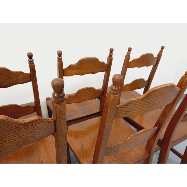 Vintage Brutalist Chairs in Oak Wood, 1960s, Set of 6 For Sale - Image 12 of 18