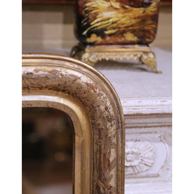French 19th Century French Louis Philippe Silver Leaf Mirror With Gilt Accents For Sale - Image 3 of 7
