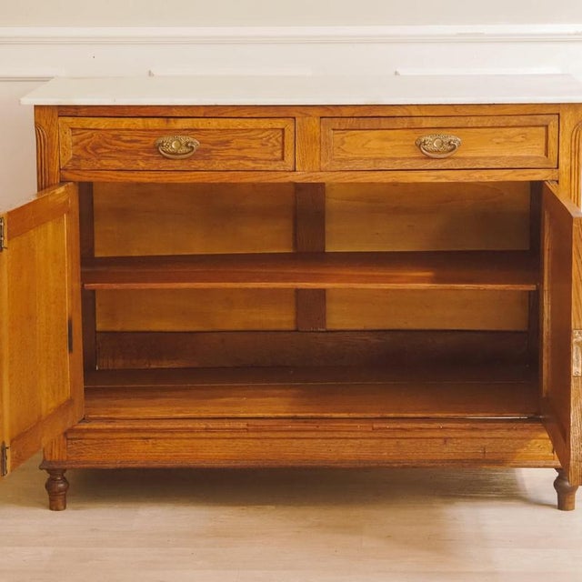 Louis XVI Commode in Oak and Marble Top, 1900 For Sale - Image 9 of 15