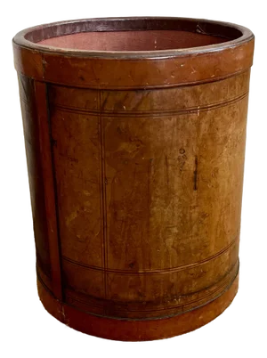 Antique Saddle Leather Library Waste Basket