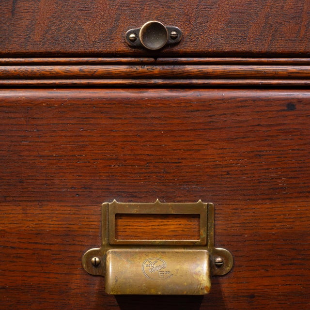 Brown Antique Mahogany Yawman and Erbe 15 Drawer Modular File Cabinet c.1910 For Sale - Image 8 of 18