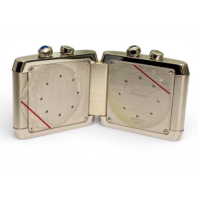 Tank Française Folding Dual-Time Desk Clock from Cartier, 2000 For Sale - Image 6 of 12