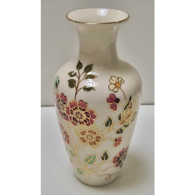 Zsolnay Porcelain Vases - Cream Color With Flowers For Sale - Image 11 of 11